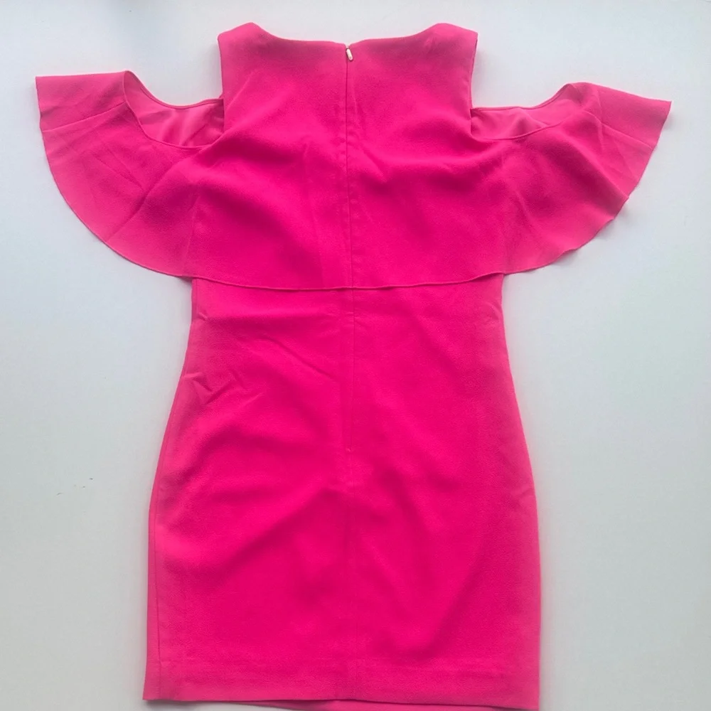 Trina Turk Fuchsia Ruffle Cold Shoulder Dress - Picture 4 of 4